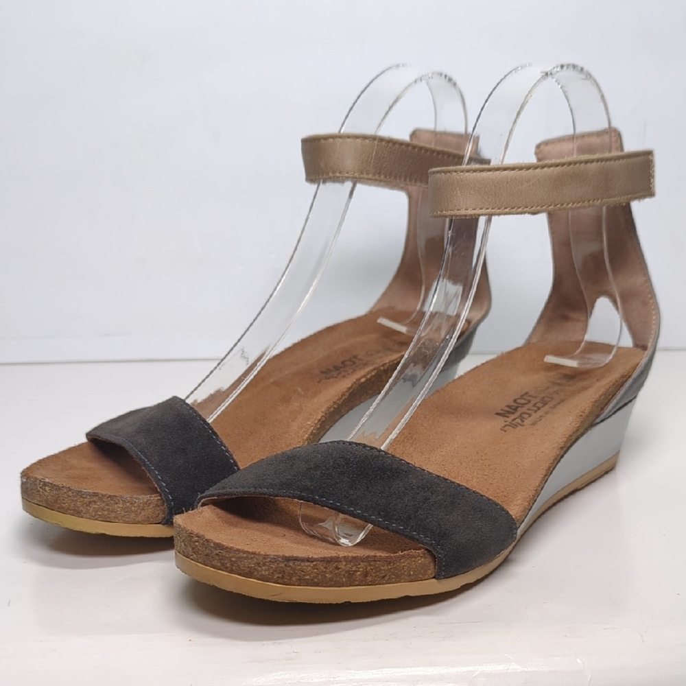 Naot Black and Silver Wedges